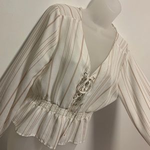 Charlotte Russe V-neck Striped Shirt